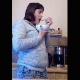 In this dine & dump video, a woman prepares food in the kitchen and eats several meals before pissing into a toilet and shitting into her bathroom sink. Vertical format video. Slower frame rate video. 161MB, MP4 file. Over 28.5 minutes.